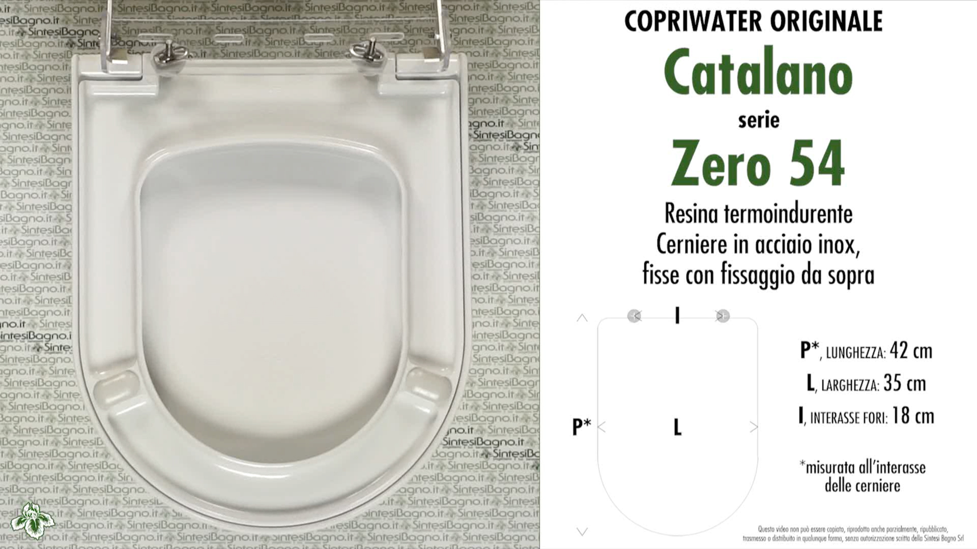 Copriwater. ZERO 54. Catalano ORIGINALE. BIANCO. SINTESIBAGNO 🚽