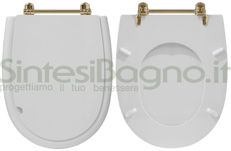 COPRIWATER CON CERNIERE Universali In Legno Bianco Sedile Wc Aretusa