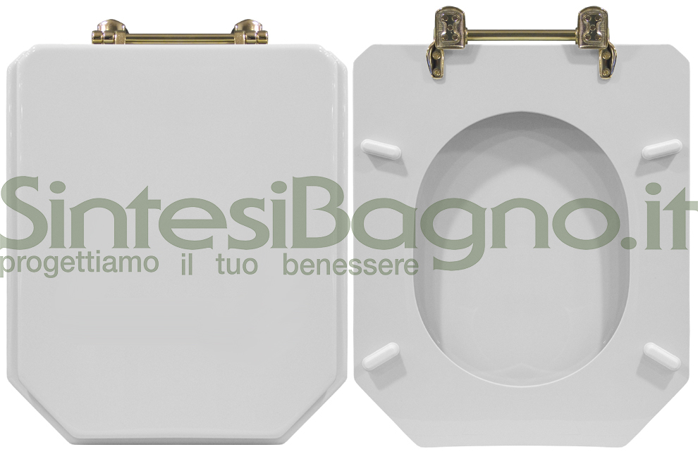 COPRIWATER CON CERNIERE Universali In Legno Bianco Sedile Wc Aretusa