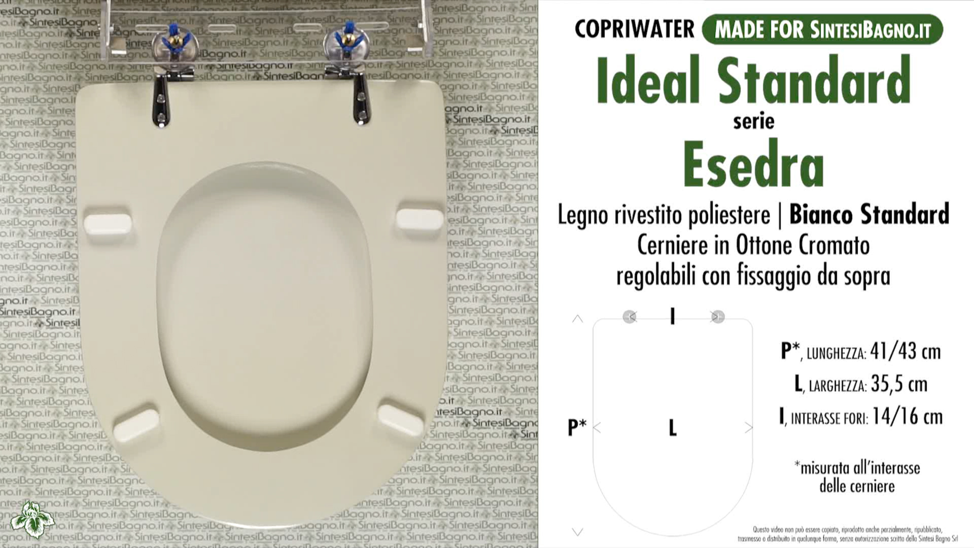 La serie ESEDRA di IDEAL STANDARD COPRIWATER e CERNIERE di RICAMBIO