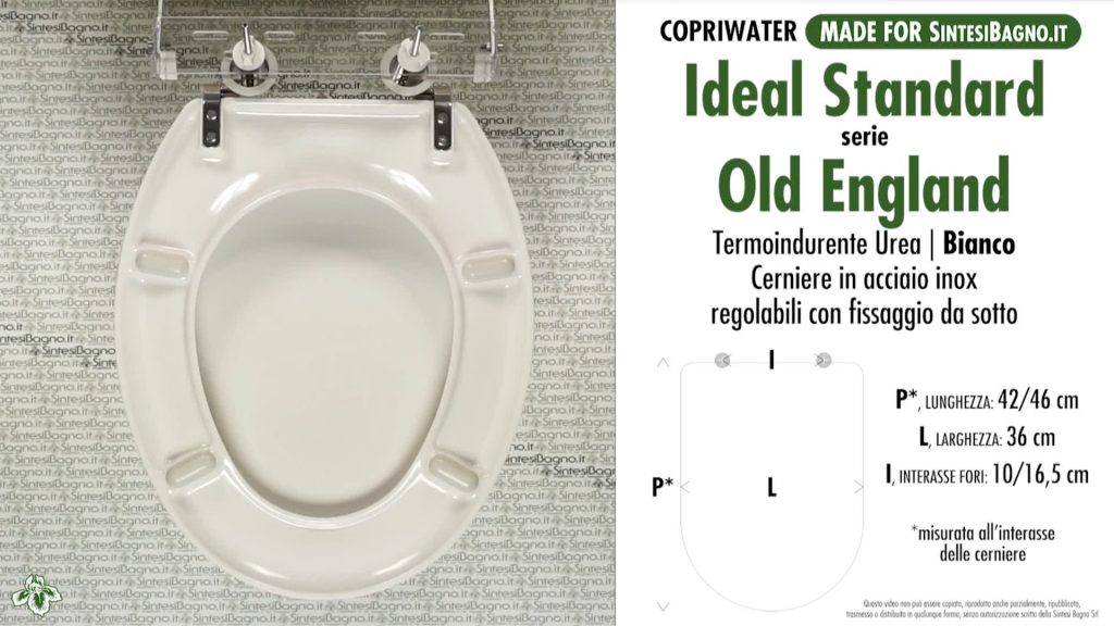 Copriwater. OLD ENGLAND. Ideal standard. COMPATIBILE. Termoindurente. BIANCO