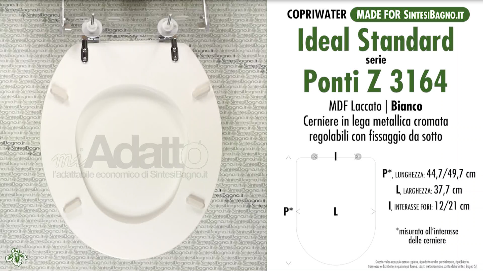 Sedile WC Sandwich Ideal Standard – 365x445x40 Mm – Cerniere Nylon - Foto 4