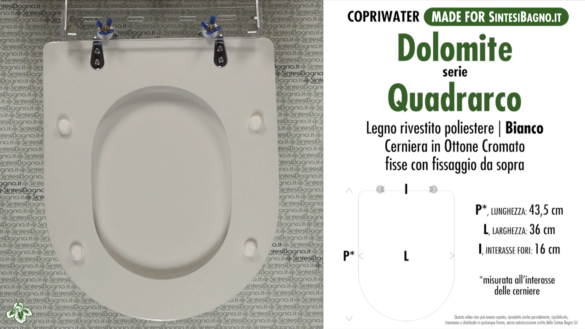 Copriwater Per DOLOMITE ALPINA E QUADRARCO AVVOLGENTE, Termoindurente Bianco, Cerniera Inox Normale O Soft Close, Made In Italy