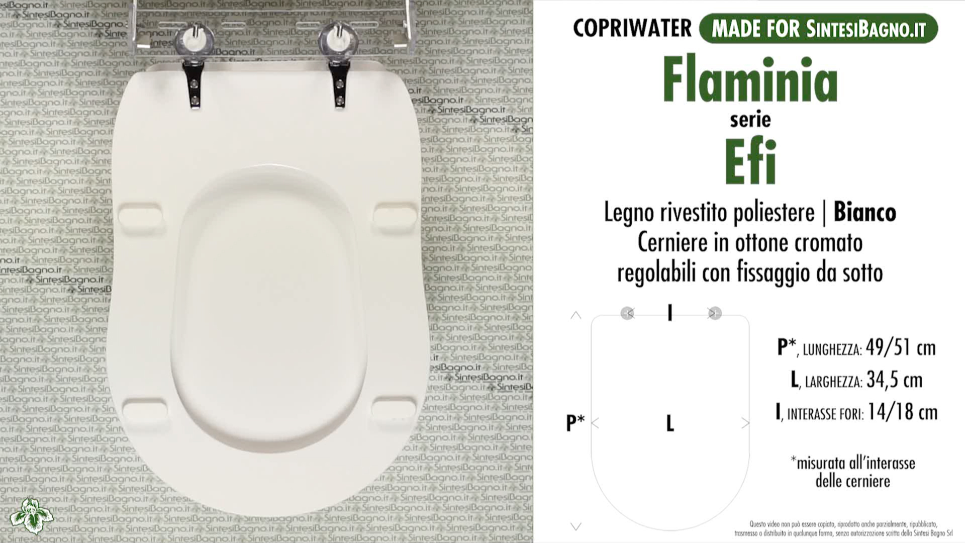 Copriwater Flaminia EFI-MB Bianco Con Cerniera Cromo - Sedile WC Completo, Made In Italy