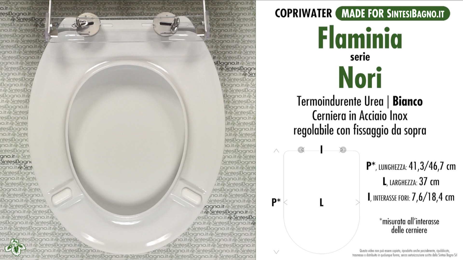 Sedile WC Copriwater Bianco Per Vaso Flaminia Web, Modello Dianhydro