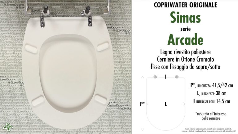 Copriwater Ideal Standard Copriwater Bianco Cerniere Cromo Oro O Bronzo Arcade Simas Copriwater BR-1 Bianco