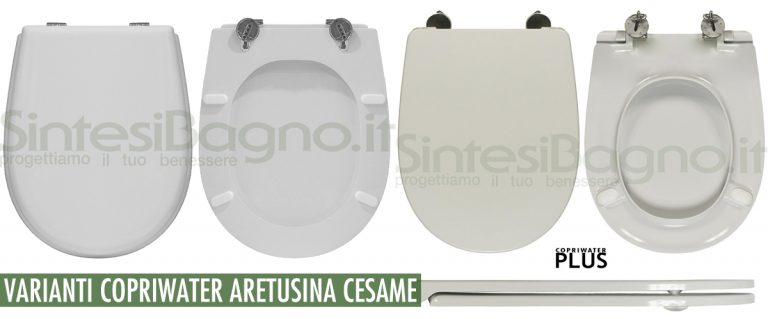 WC-Sitz Für CESAME ARETUSINA, Weiß, Soft-Close Scharniere – Aus Hochwertigem Thermoplast, Made In Italy
